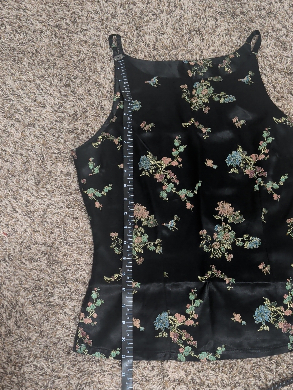 Timing Finesse vintage black floral two piece sleeveless top and mini skirt set - Picture 5 of 16